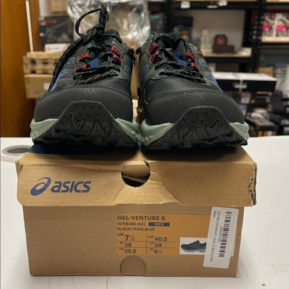 ASICS Gel-Venture 7/5 Men's Shoes - Black with Blue and Red Details